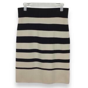 LOFT Striped Knit Straight Midi Skirt Black & Cream size XS